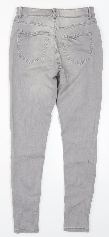 Denim Co Womens Grey  Cotton Skinny Jeans Size 10 L28.5 in Regular Button