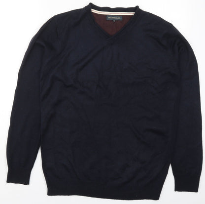 Industrialize Mens Blue V-Neck  Acrylic Pullover Jumper Size M