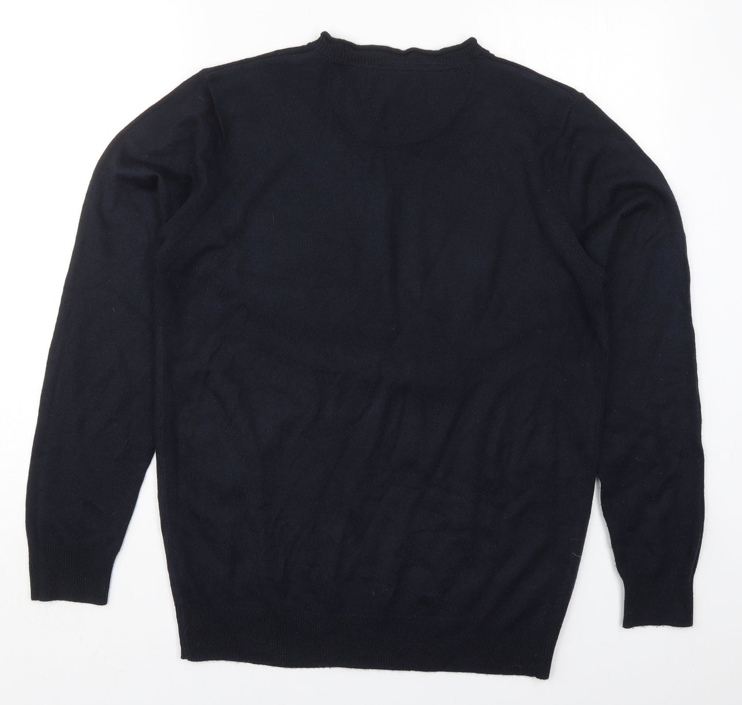 Industrialize Mens Blue V-Neck  Acrylic Pullover Jumper Size M