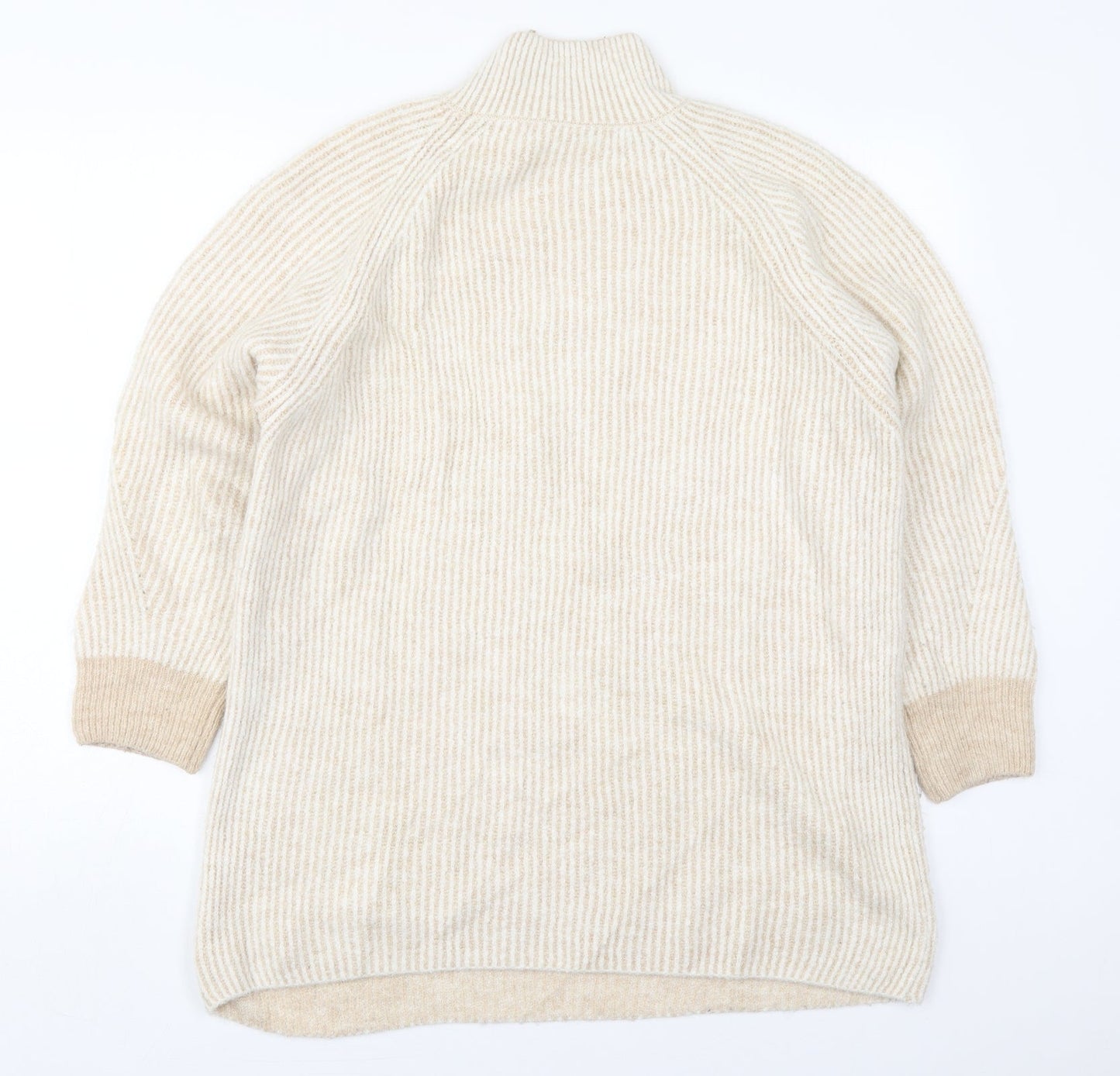 George Womens Beige Mock Neck Striped Acrylic Pullover Jumper Size M