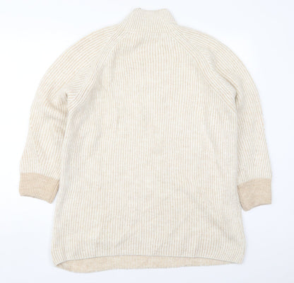 George Womens Beige Mock Neck Striped Acrylic Pullover Jumper Size M