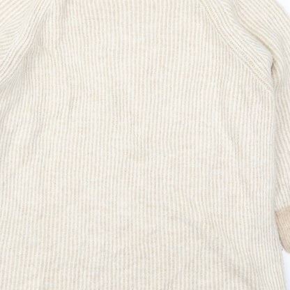 George Womens Beige Mock Neck Striped Acrylic Pullover Jumper Size M