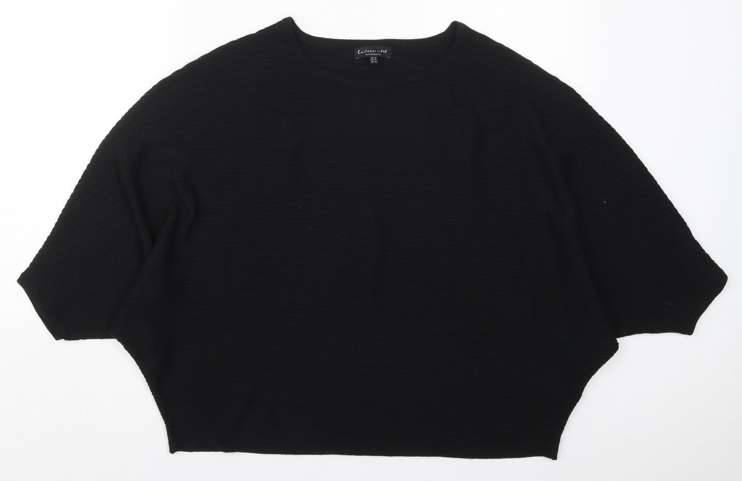 F&F Womens Black Boat Neck  Polyester Pullover Jumper Size 16