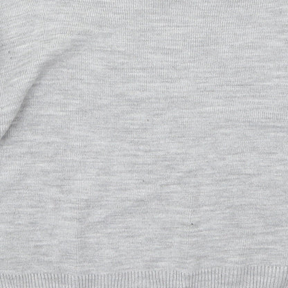 I SAW IT FIRST Womens Grey Boat Neck Striped Acrylic Pullover Jumper Size M