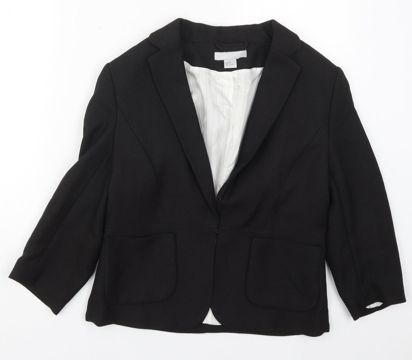 H&M Womens Black  Polyester Jacket Blazer Size 12