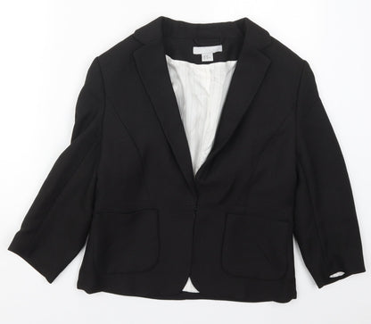 H&M Womens Black  Polyester Jacket Blazer Size 12