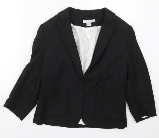 H&M Womens Black  Polyester Jacket Blazer Size 12