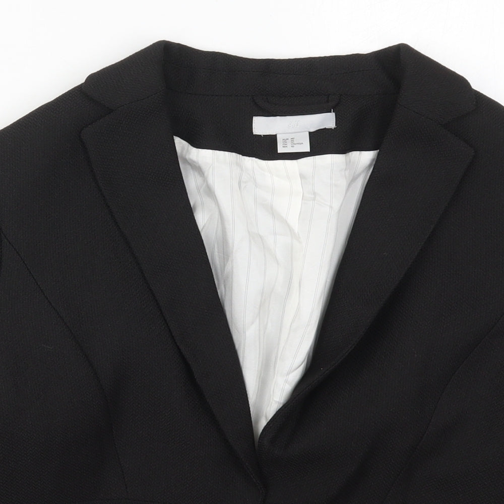 H&M Womens Black  Polyester Jacket Blazer Size 12