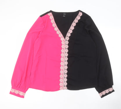 SheIn Womens Black  Polyester Basic Blouse Size S V-Neck