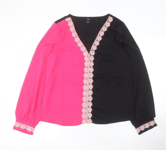 SheIn Womens Black  Polyester Basic Blouse Size S V-Neck