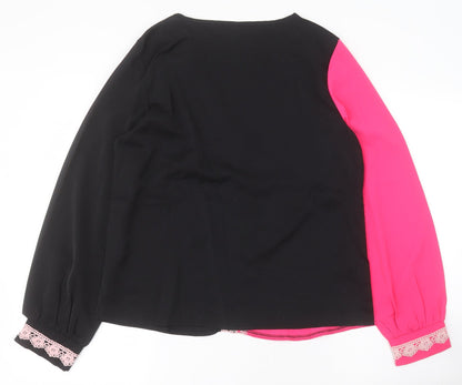 SheIn Womens Black  Polyester Basic Blouse Size S V-Neck