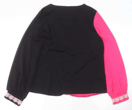 SheIn Womens Black  Polyester Basic Blouse Size S V-Neck