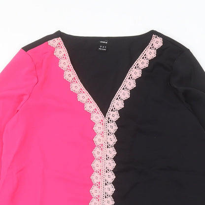 SheIn Womens Black  Polyester Basic Blouse Size S V-Neck