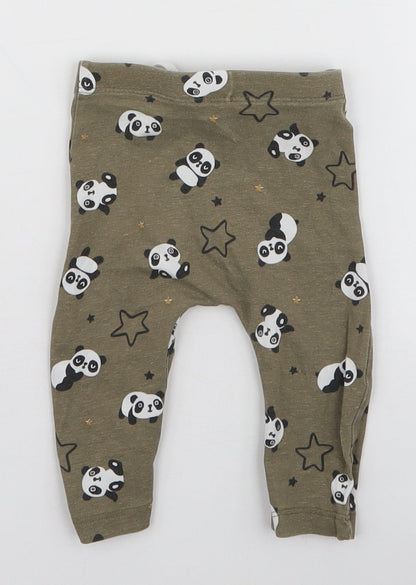 Matalan Boys Green  Cotton  Leggings Size 0-3 Months  Drawstring - Panda