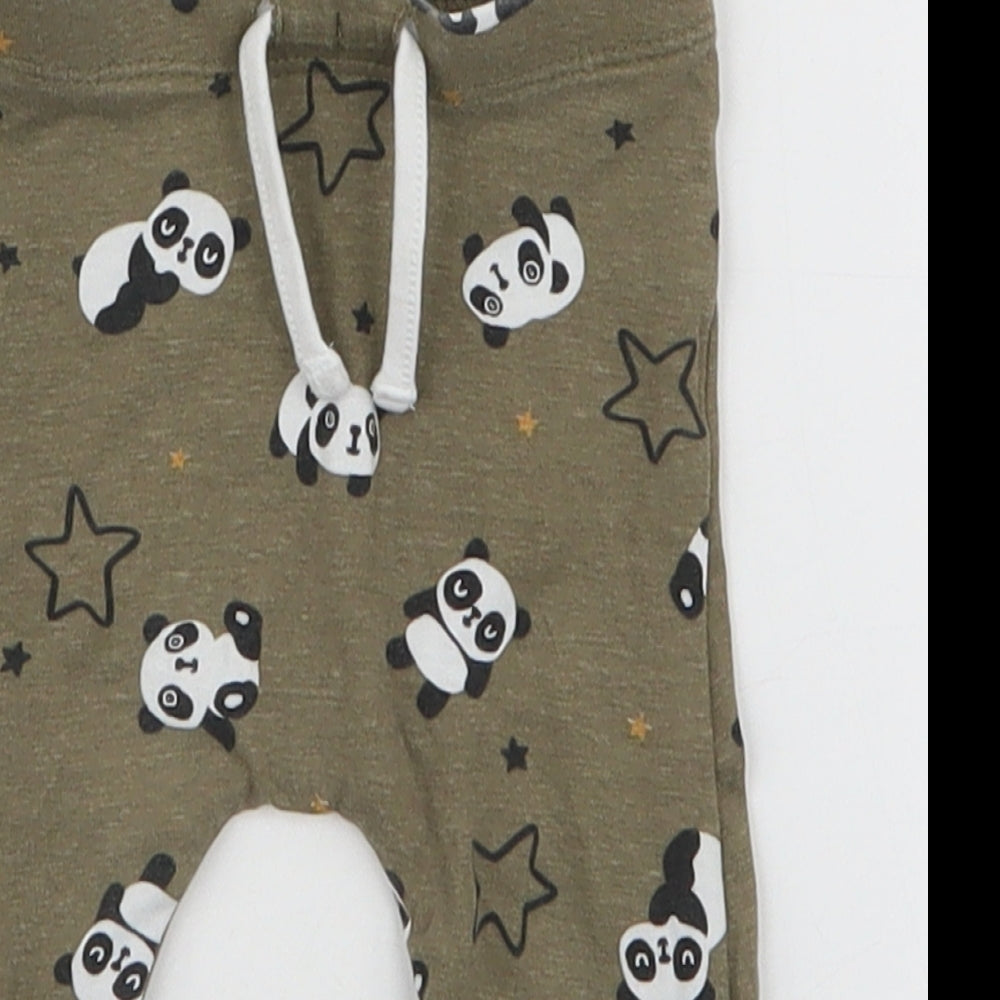 Matalan Boys Green  Cotton  Leggings Size 0-3 Months  Drawstring - Panda
