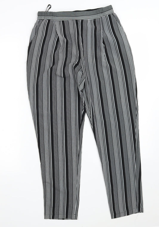 Primark Womens Black Striped Polyester Dress Pants Trousers Size 8 L26 in Regular
