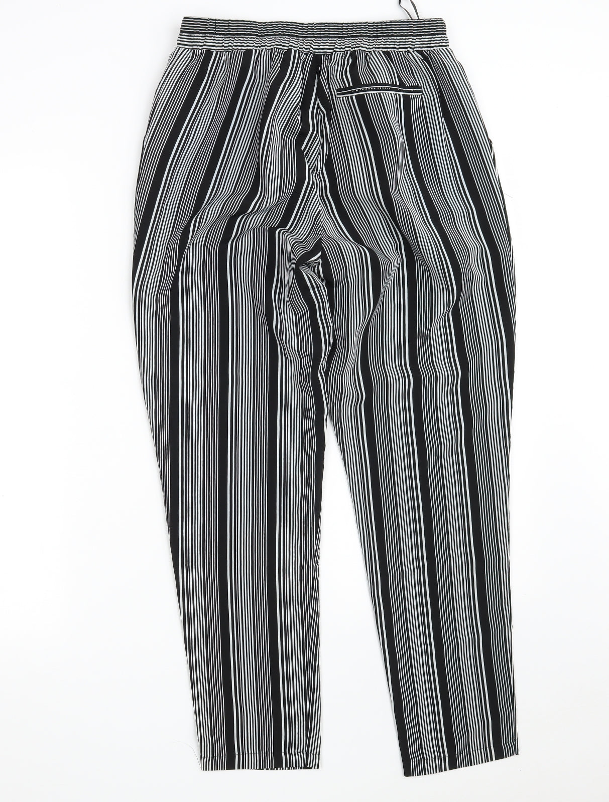 Primark Womens Black Striped Polyester Dress Pants Trousers Size 8 L26 in Regular