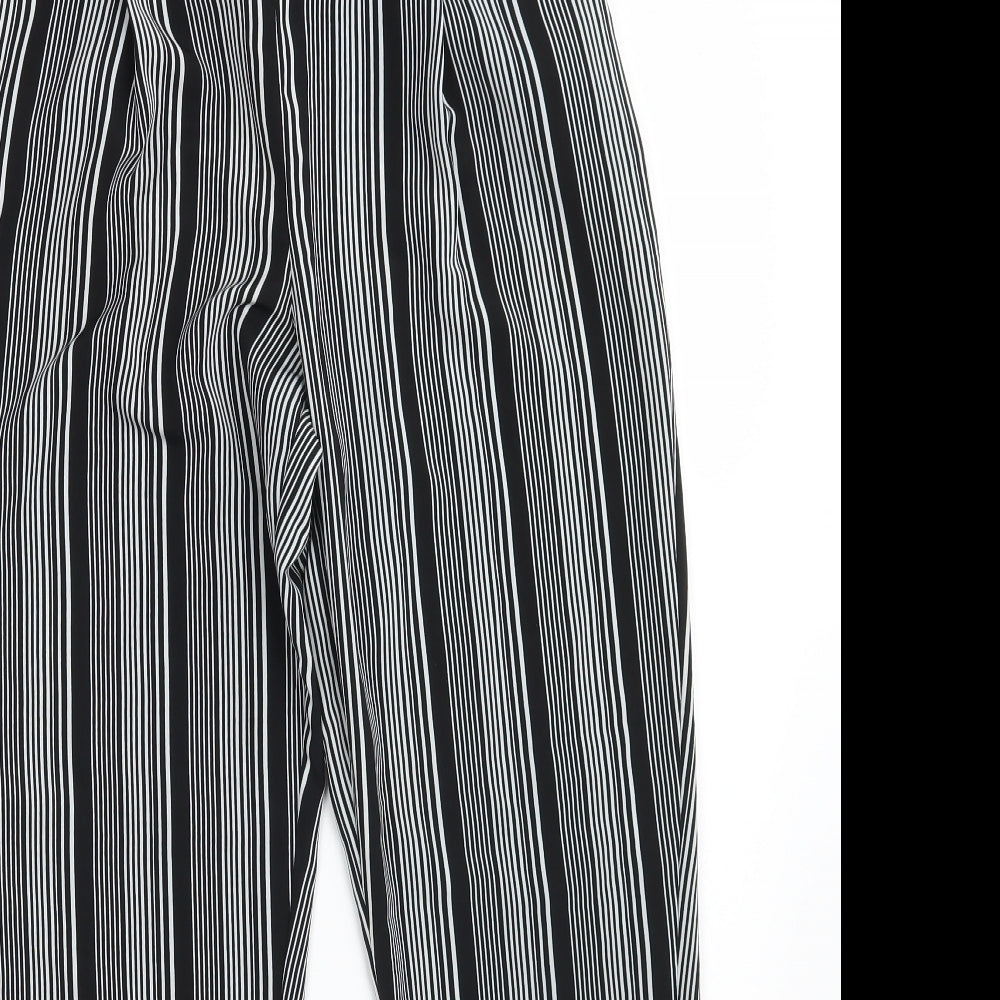 Primark Womens Black Striped Polyester Dress Pants Trousers Size 8 L26 in Regular