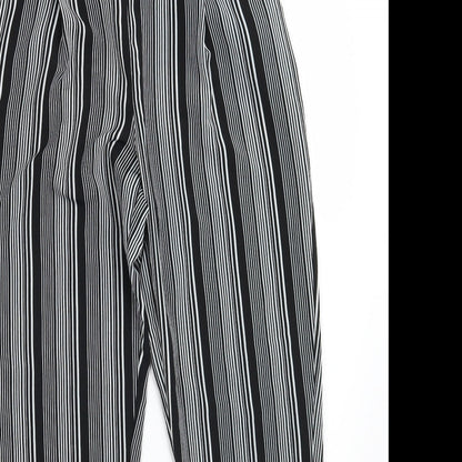 Primark Womens Black Striped Polyester Dress Pants Trousers Size 8 L26 in Regular
