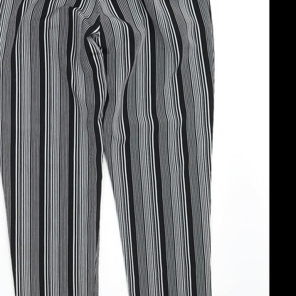 Primark Womens Black Striped Polyester Dress Pants Trousers Size 8 L26 in Regular