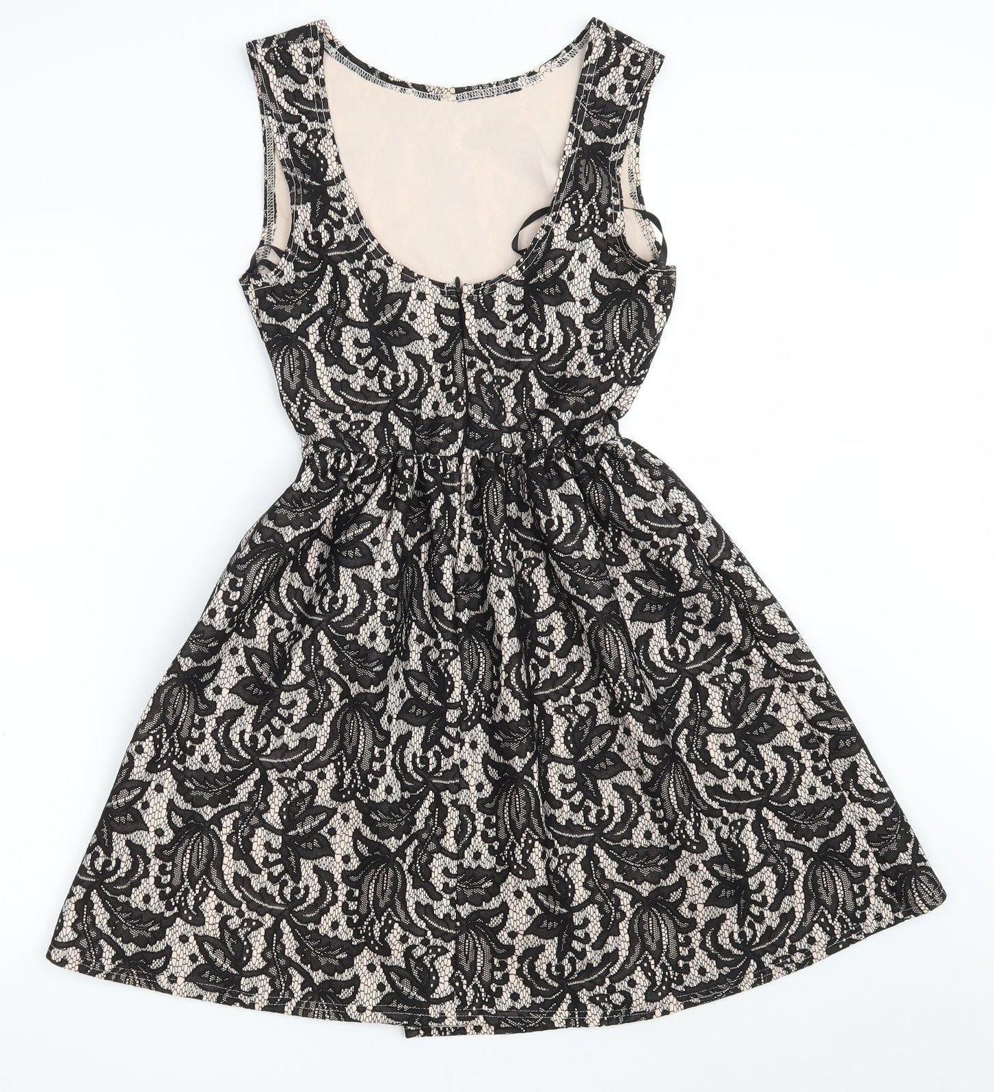 Atmosphere Womens Black Floral Polyester Fit & Flare  Size 8  Boat Neck Zip