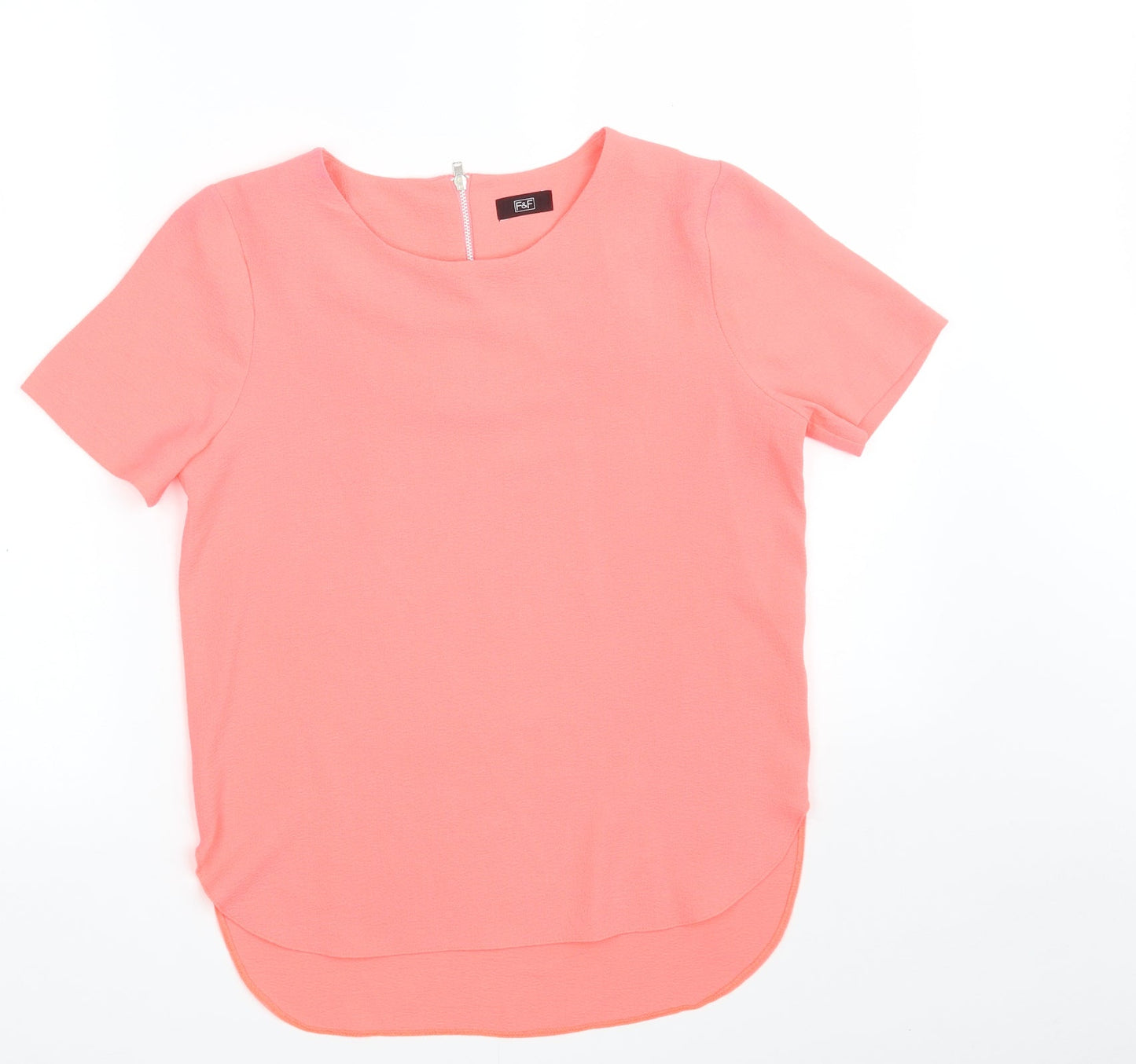 F&F Womens Pink  Polyester Basic Blouse Size 8 Scoop Neck