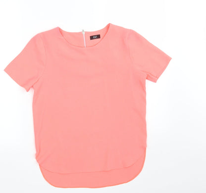 F&F Womens Pink  Polyester Basic Blouse Size 8 Scoop Neck