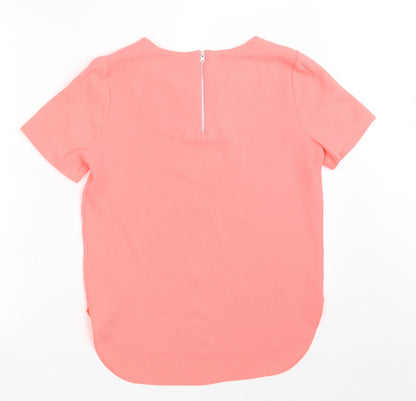 F&F Womens Pink  Polyester Basic Blouse Size 8 Scoop Neck