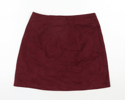 Primark Womens Red  Polyester A-Line Skirt Size 6   Button