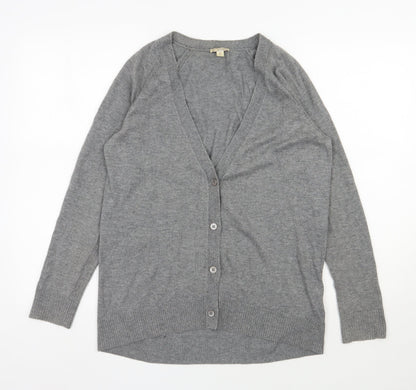 Gap Womens Grey V-Neck  Nylon Cardigan Jumper Size S