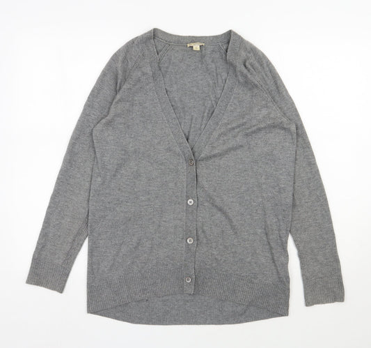 Gap Womens Grey V-Neck  Nylon Cardigan Jumper Size S