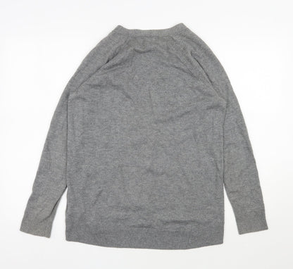 Gap Womens Grey V-Neck  Nylon Cardigan Jumper Size S