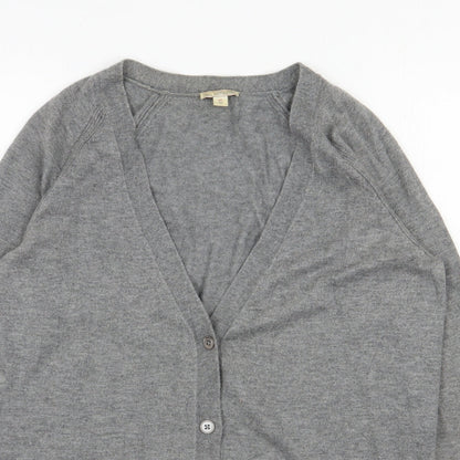 Gap Womens Grey V-Neck  Nylon Cardigan Jumper Size S