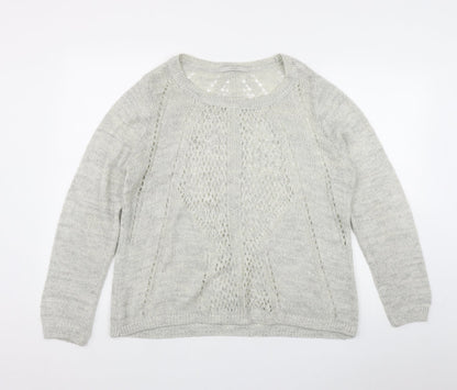 George Womens Grey Round Neck  Acrylic Pullover Jumper Size 16