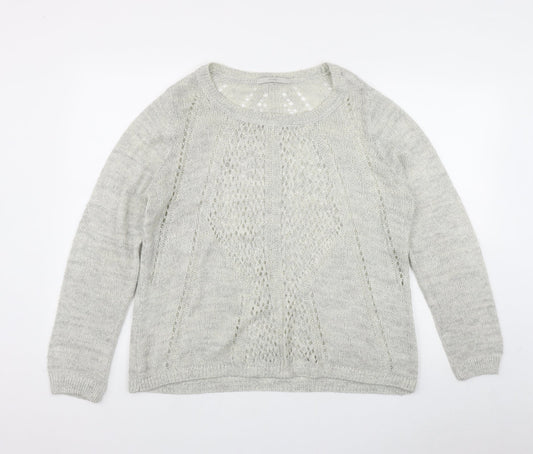 George Womens Grey Round Neck  Acrylic Pullover Jumper Size 16