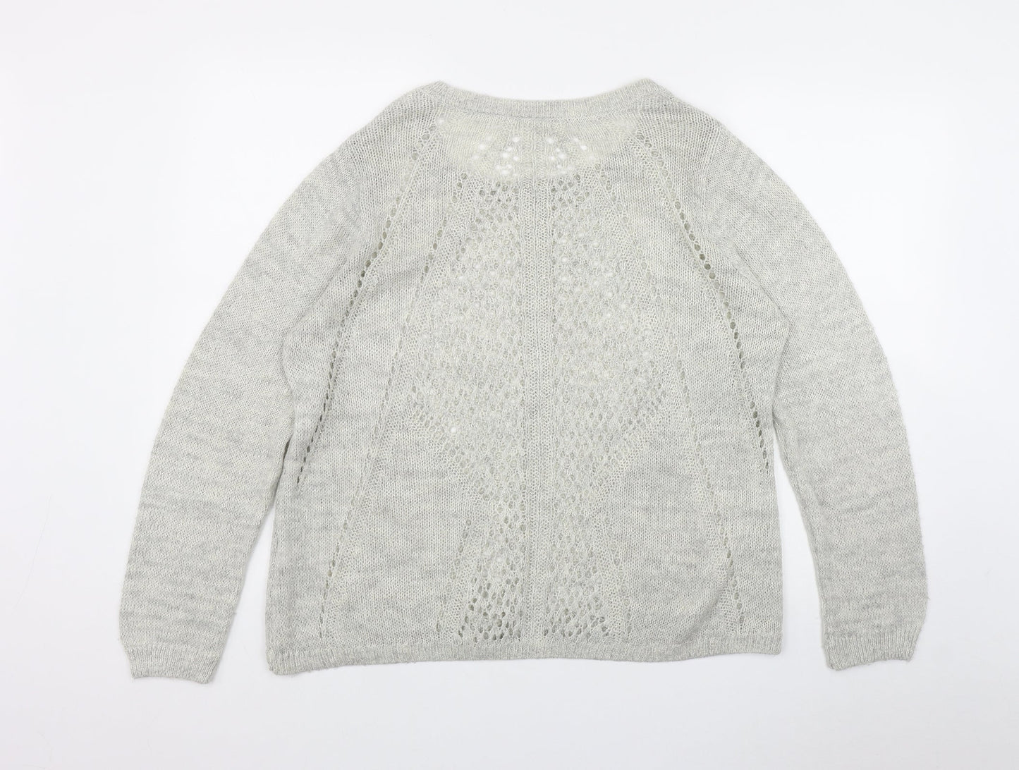 George Womens Grey Round Neck  Acrylic Pullover Jumper Size 16