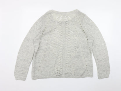 George Womens Grey Round Neck  Acrylic Pullover Jumper Size 16