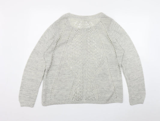 George Womens Grey Round Neck  Acrylic Pullover Jumper Size 16