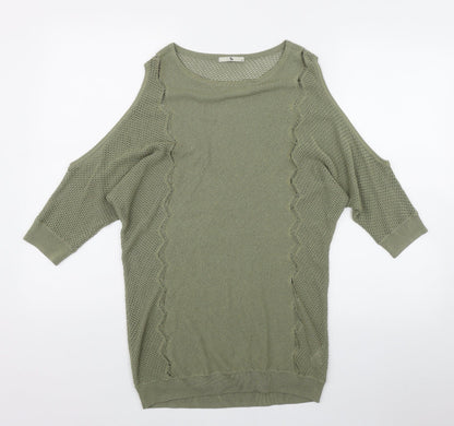 TU Womens Green Round Neck  Acrylic Pullover Jumper Size 12
