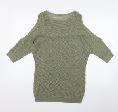 TU Womens Green Round Neck  Acrylic Pullover Jumper Size 12