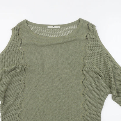 TU Womens Green Round Neck  Acrylic Pullover Jumper Size 12