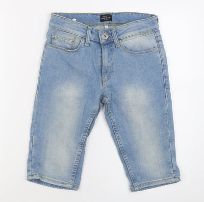 River Island Mens Blue  Cotton Bermuda Shorts Size 26 L11 in Regular Button