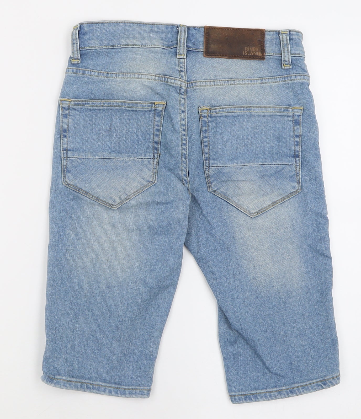 River Island Mens Blue  Cotton Bermuda Shorts Size 26 L11 in Regular Button