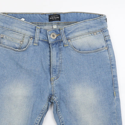 River Island Mens Blue  Cotton Bermuda Shorts Size 26 L11 in Regular Button