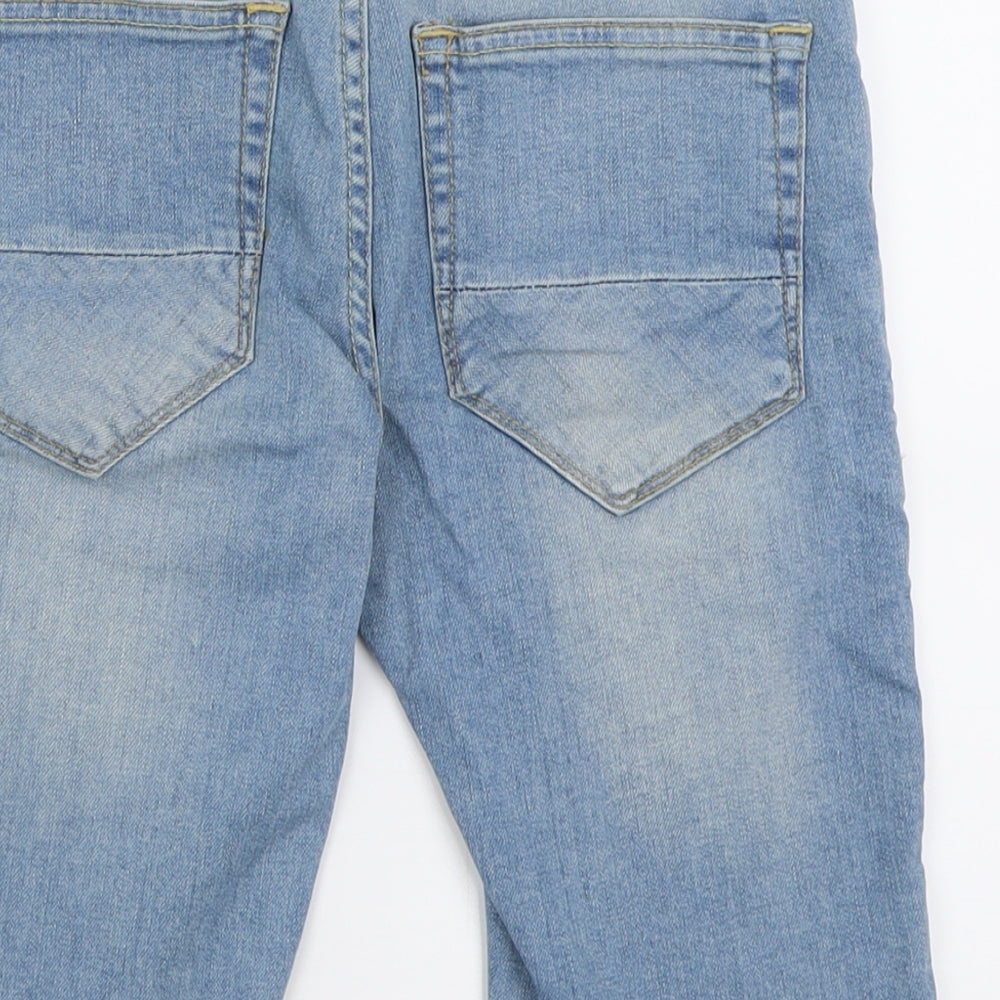 River Island Mens Blue  Cotton Bermuda Shorts Size 26 L11 in Regular Button