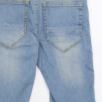 River Island Mens Blue  Cotton Bermuda Shorts Size 26 L11 in Regular Button