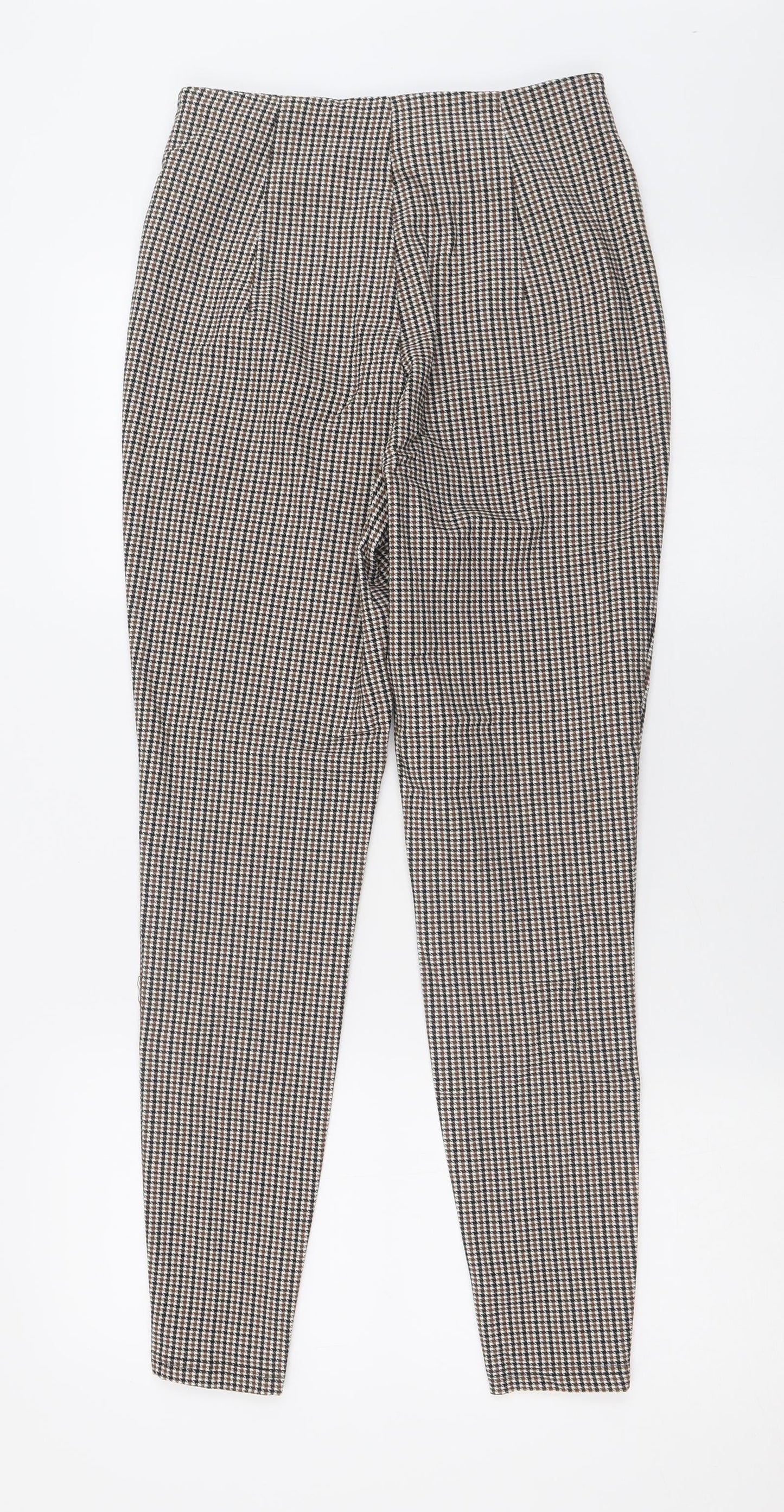 SheIn Womens Beige Plaid Nylon Capri Trousers Size XS L26 in Regular Zip