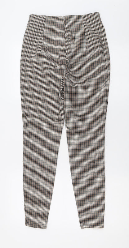 SheIn Womens Beige Plaid Nylon Capri Trousers Size XS L26 in Regular Zip