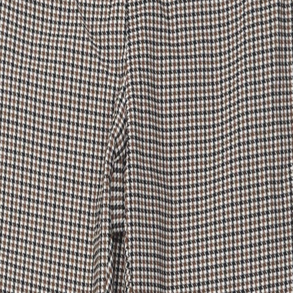 SheIn Womens Beige Plaid Nylon Capri Trousers Size XS L26 in Regular Zip