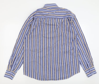 Andre Mens Blue Striped Cotton  Button-Up Size M Collared Button